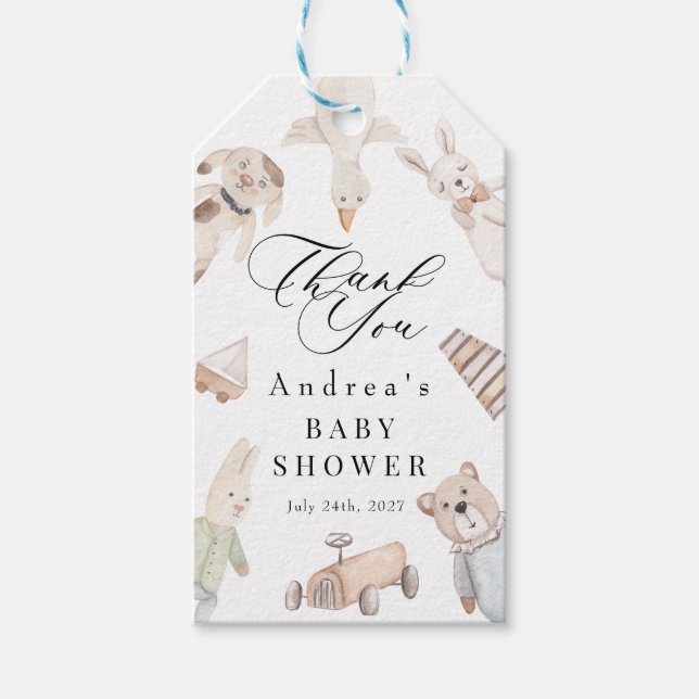 Baby Leksak | Vintage Baby Shower | Favoriter Presentetikett (Framsidan)