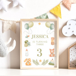 Baby Leksak Watercolor Birthday Nursery Poster