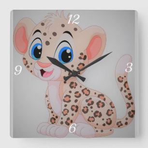 Baby Leopard Fyrkantig Klocka