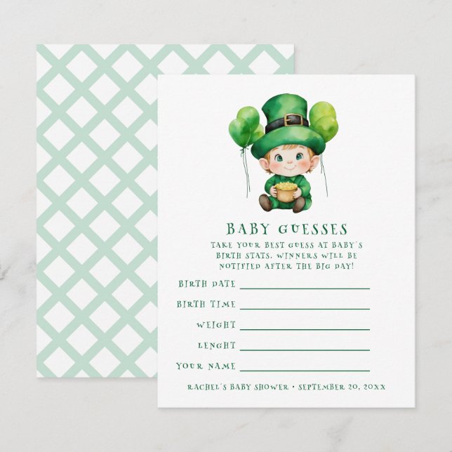 Baby Leprechaun-babyduschgissningsspelet Inbjudningar (Fram/baksida)
