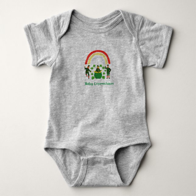 Baby Leprechaun Shamrock Rainbow T Shirt (Framsida)