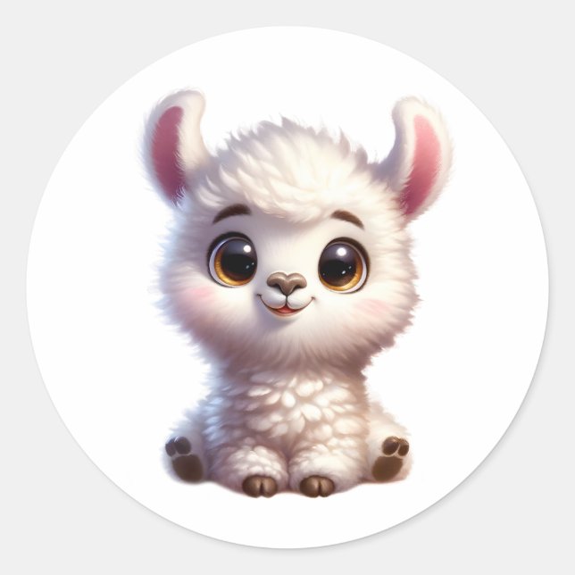 Baby Lhama Runt Klistermärke (Framsida)