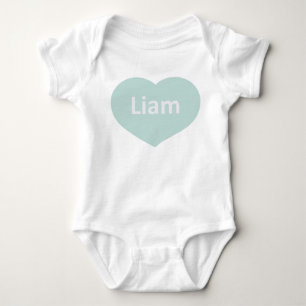 Baby Liam White blue-grönt Heart Baby Bodykostym T Shirt