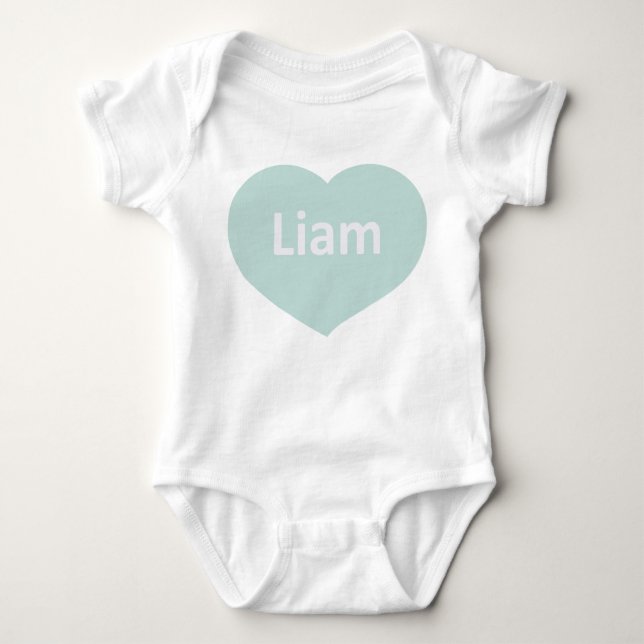Baby Liam White blue-grönt Heart Baby Bodykostym T Shirt (Framsida)