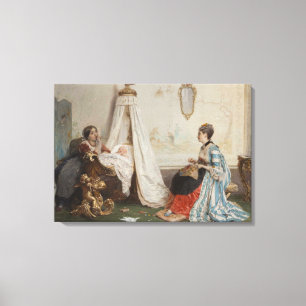 Baby ligger i sömn (av Gerolamo Induno) Canvastryck