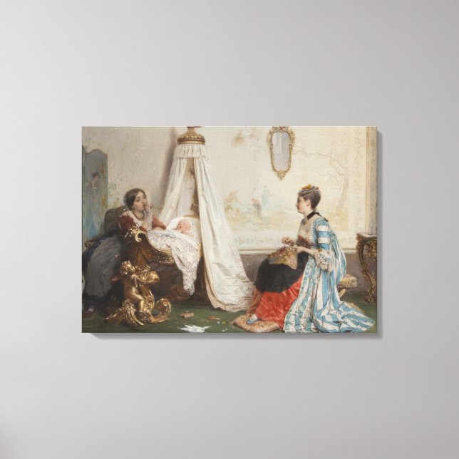 Baby ligger i sömn (av Gerolamo Induno) Canvastryck (Framsida)