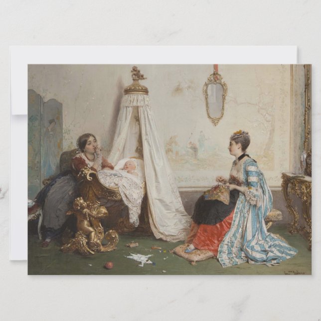 Baby ligger i sömn (av Gerolamo Induno) Kort (Framsida)