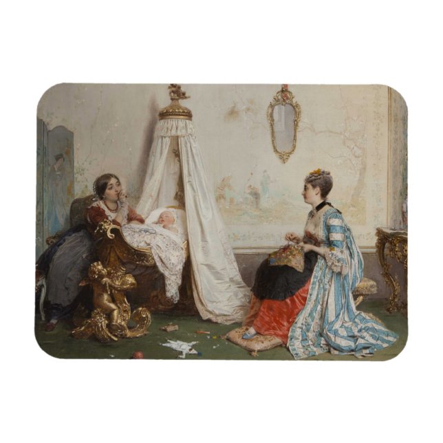 Baby ligger i sömn (av Gerolamo Induno) Magnet (Horisontell)