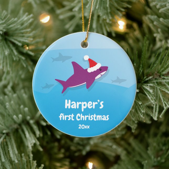Baby Lila Shark, första jul Julgransprydnad Keramik (Träd)