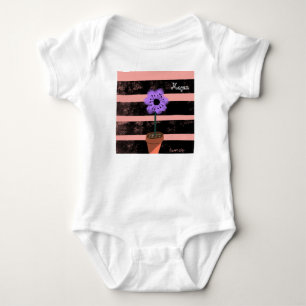 Baby Lila Växt Ränder Sommar T Shirt