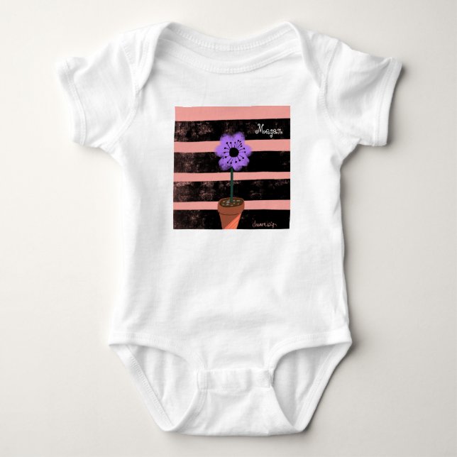 Baby Lila Växt Ränder Sommar T Shirt (Framsida)