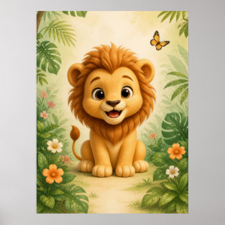 Baby Lion Bebis Poster för barnkammare, Djurtryck 