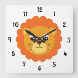 Baby Lion Face Wall Clock Fyrkantig Klocka