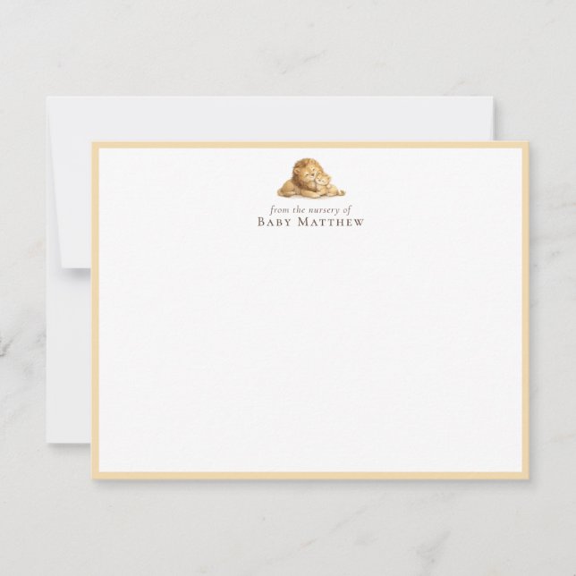 Baby Lion Nursery Flat Note Card Anteckningskort (Framsida)