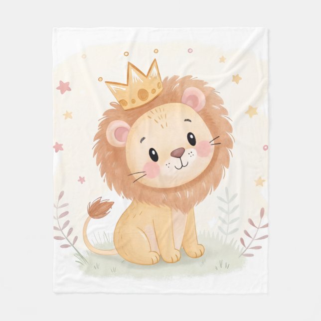 Baby Lion Nursery –Söt djurtryck för barnrum Fleecefilt (Framsidan)