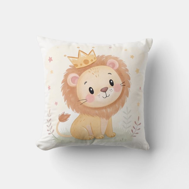 Baby Lion Nursery – Söt djurtryck för barnrum Kudde (Framsida)