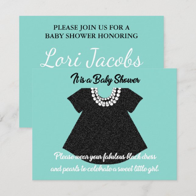 BABY Little Black Dress Baby Shower Party Inbjudningar (Fram/baksida)