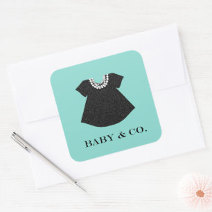 BABY Little Black Dress Baby Sprinkle Shower Party Fyrkantigt Klistermärke