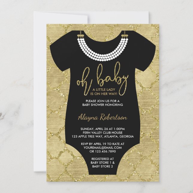 Baby, Little Dam Baby Shower Inbjudan, Faux Guld Inbjudningar (Framsida)