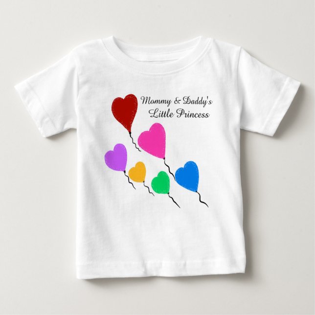 Baby Little Princess Cute Heart-ballonger Tee (Framsida)