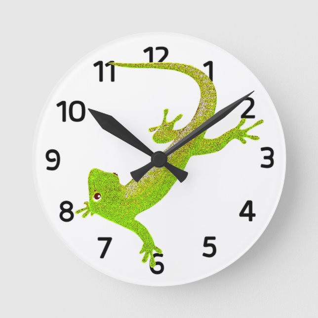 Baby Lizard Tecknad Clock Rund Klocka (Framsida)