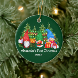 Baby Ljus Gnomes Grönt  Första jul Julgransprydnad Keramik