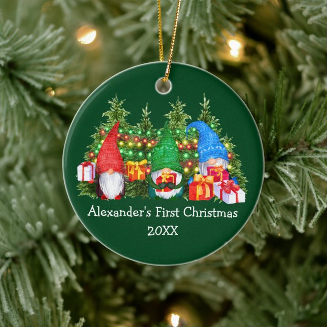 Baby Ljus Gnomes Grönt  Första jul Julgransprydnad Keramik (Träd)