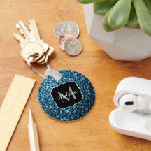 Baby ljusblå falska glittergnist Monogram
