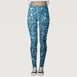 Baby ljusblå falska glittergnistrar leggings