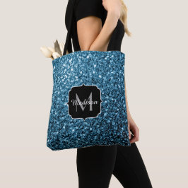 Baby ljusblå falskt glitter gnistrar Monogram Tygkasse