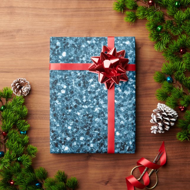 Baby ljusblå falskt glitter gnistrar presentpapper (Julgåva)
