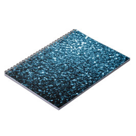 Baby ljusblå faux glitter-brunnar anteckningsbok med spiral