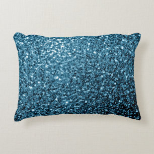 Baby ljusblå faux glitter-brunnar prydnadskudde