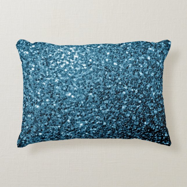 Baby ljusblå faux glitter-brunnar prydnadskudde (Framsidan)