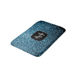 Baby ljusblå faux glitter-sparkler Monogram Badrumsmatta