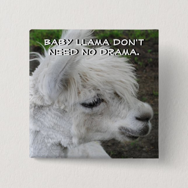 Baby Llama behöver inte Drama Knapp (Framsida)