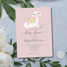 Baby Llama White Rosa Flowers Baby Shower