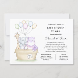 Baby Long Avstånd jungle Animals Shower by Mail Inbjudningar