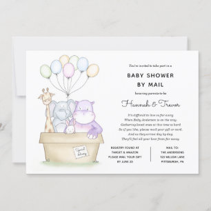 Baby Long Avstånd jungle Animals Shower by Mail Inbjudningar