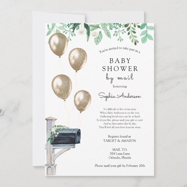 Baby Long Avstånd Shower by Mail Inbjudningar (Framsida)