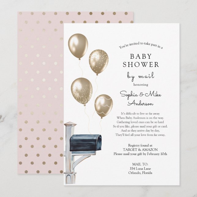 Baby Long Avstånd Shower by Mail Inbjudningar (Fram/baksida)