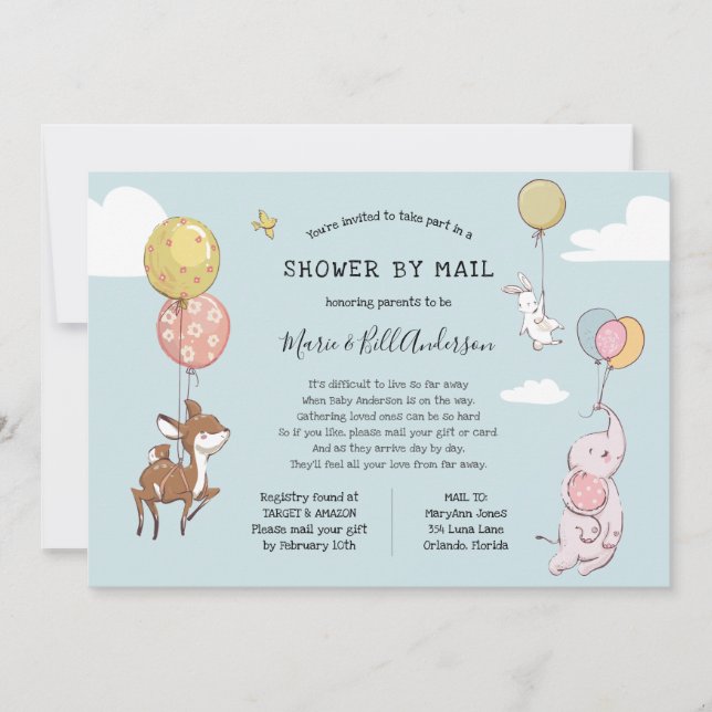 Baby Long Avstånd Shower by Mail Inbjudningar (Framsida)