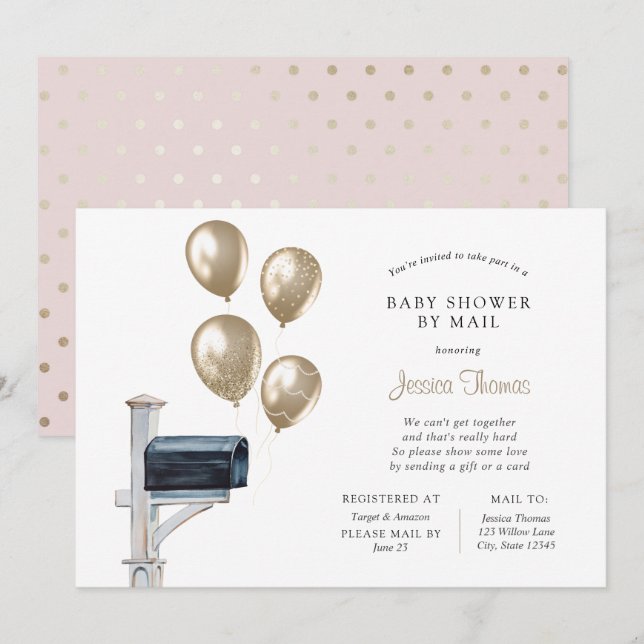 Baby Long Avstånd Shower by Mail Inbjudningar (Fram/baksida)
