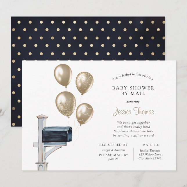 Baby Long Avstånd Shower by Mail Inbjudningar (Fram/baksida)