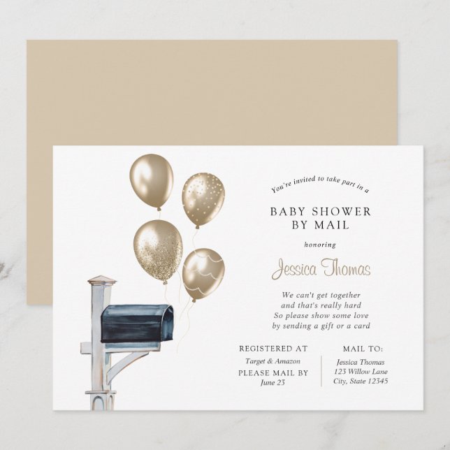Baby Long Avstånd Shower by Mail Inbjudningar (Fram/baksida)
