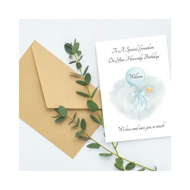 Baby Loss Blue Balloon Remembrance Birthday Card Kort (Skapare uppladdad)