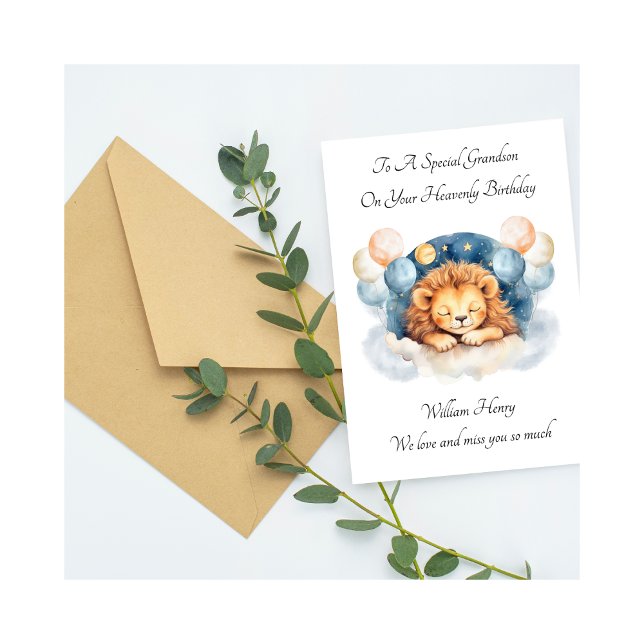 Baby Loss Boy Lion Birthday Remembrance Card Kort (Skapare uppladdad)