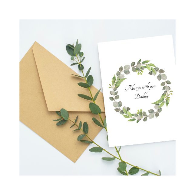 Baby Loss Daddy Birthday Leaf Wreath Card Kort (Skapare uppladdad)