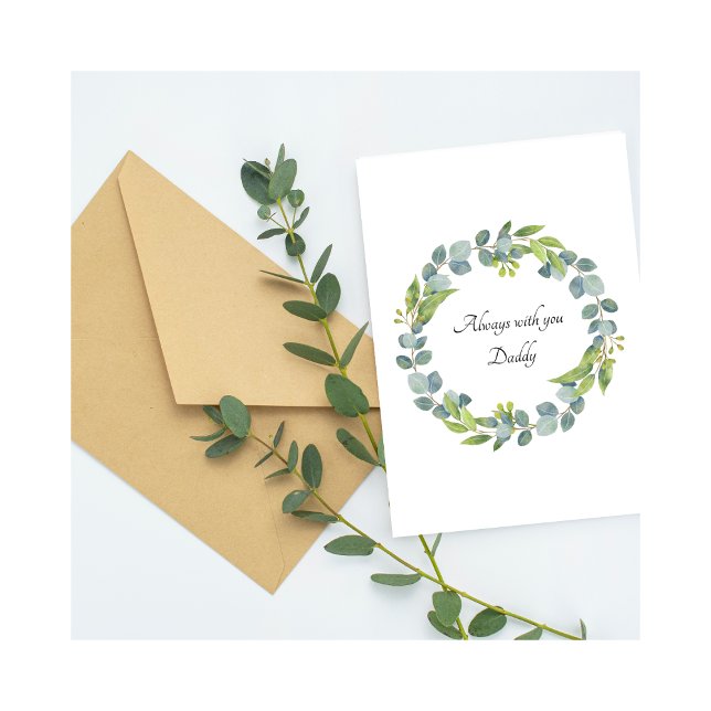 Baby Loss Daddy Birthday Leaf Wreath Card Kort (Skapare uppladdad)