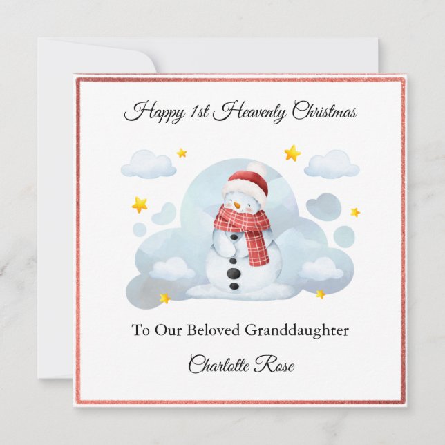 Baby Loss Girl Boy Snögubbe julkort (Framsida)